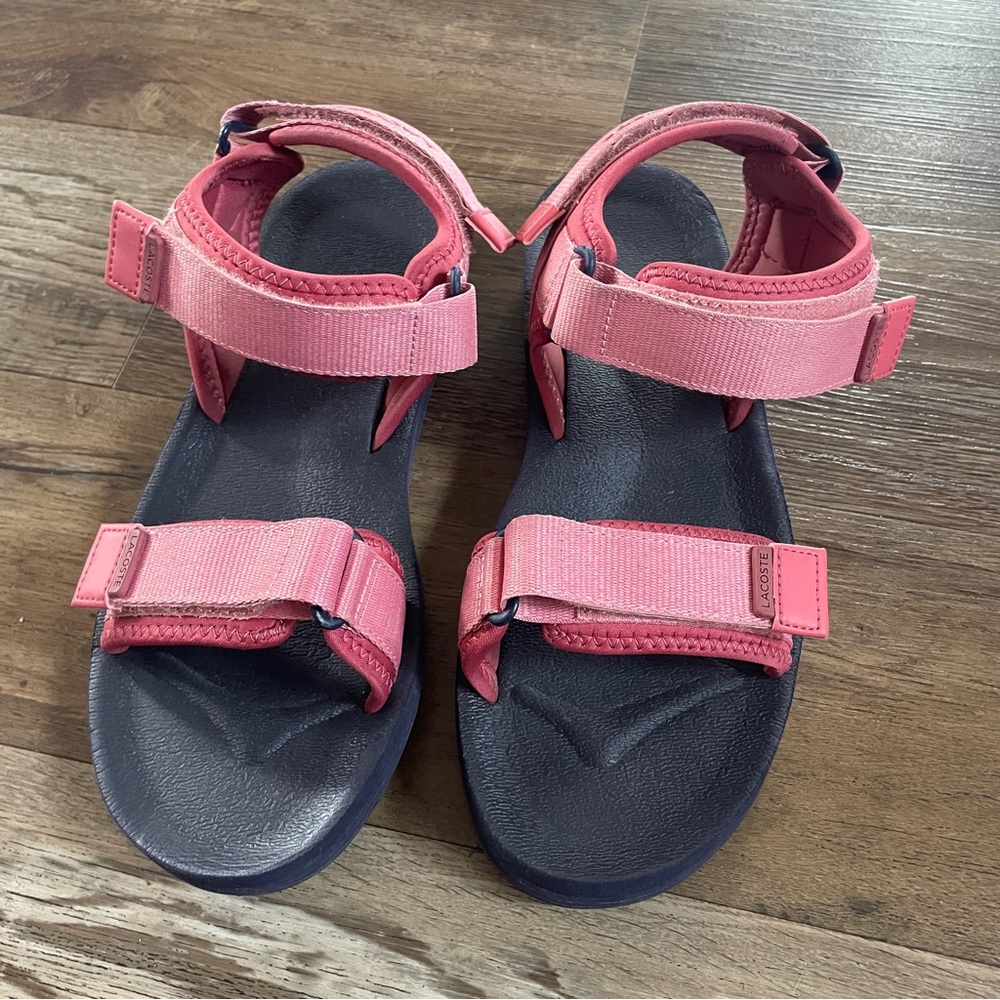 Lacoste pink suruga contrasted sole beach summer sandals 10 - Picture 3 of 7